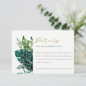 Carte D'accompagnement Monstera Tropical Green Foliage Détails Mariage En (Debout devant)