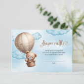 Carte D'accompagnement Montgolfière ourson marron bleu aquarelle (Debout devant)
