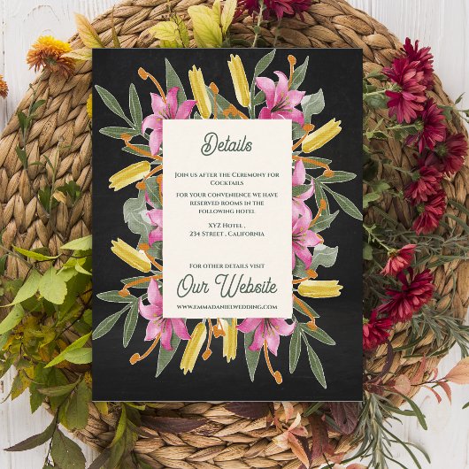 Carte D'accompagnement Moody Blush Lily Wedding Details Information