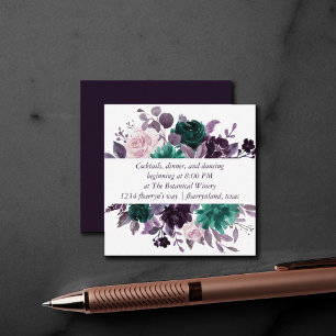 Carte D'accompagnement Moody Boho Réception florale violet d'aubergine