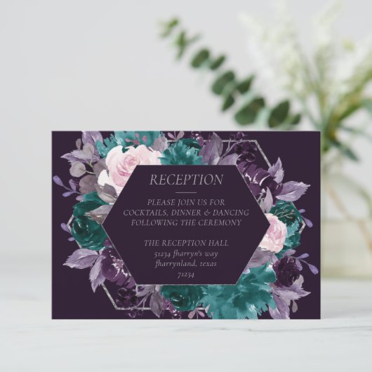 Carte D'accompagnement Moody Boho | Réception Florale Violet De L'Auberge (Debout devant)