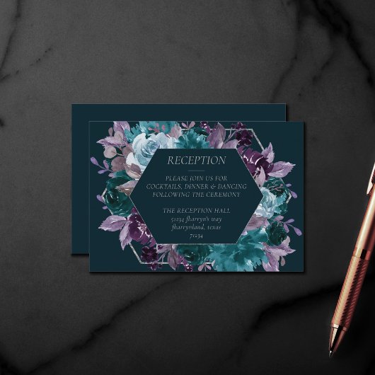 Carte D'accompagnement Moody Boho | Réception Profond Turquoise Turquoise