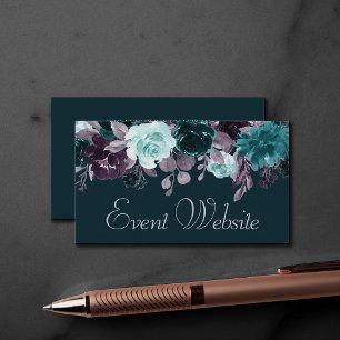 Carte D'accompagnement Moody Boho   Site Floral Turquoise profond et viol