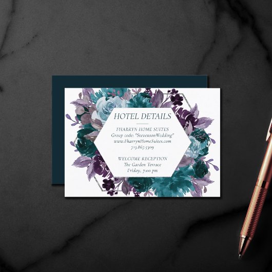 Carte D'accompagnement Moody Boho | Turquoise Turquoise Purple Bouquet Dé