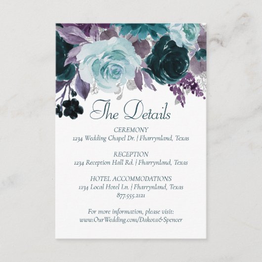 Carte D'accompagnement Moody Boho | Turquoise Turquoise Purple Garland Dé (Devant)