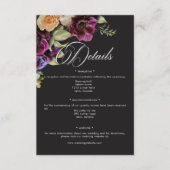 Carte D'accompagnement Moody Dark Floral Black Burgundy Romantic Wedding (Devant)