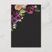 Carte D'accompagnement Moody Dark Floral Black Burgundy Romantic Wedding (Dos)