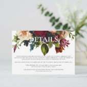 Carte D'accompagnement Moody Floral Bourgogne détails Mariage (Debout devant)