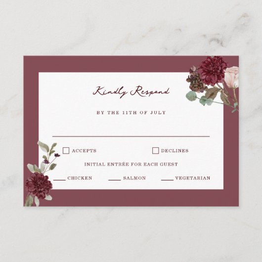 Carte D'accompagnement Moody Floral Fine Art Wedding RSVP Card (Devant)