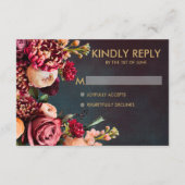 Carte D'accompagnement Moody foncé floral gras rouge RSVP (Dos)