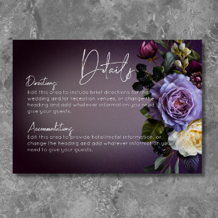 Carte D'accompagnement Moody foncé violet lavande Floral Détails modernes