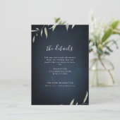 Carte D'accompagnement Moody marine minima botanique mariage (Debout devant)