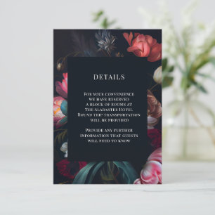 Carte D'accompagnement Moody Painterly Peony Floral Détails du Mariage