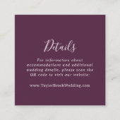 Carte D'accompagnement Moody Purple Coordonnées Plum QR Détails du code (Devant)