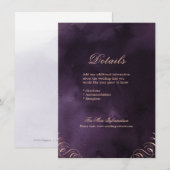 Carte D'accompagnement Moody violet rose or calligraphie détails du maria (Devant / Derrière)