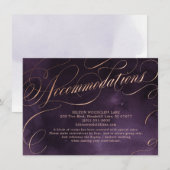 Carte D'accompagnement Moody violet rose or calligraphie hébergement (Devant / Derrière)