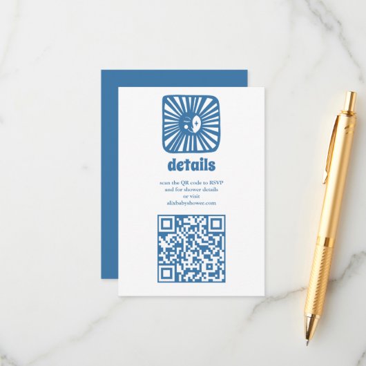 Carte D'accompagnement Moon Glow Boho Modern Cute Baby shower personnalis (Devant/Arrière en situation)