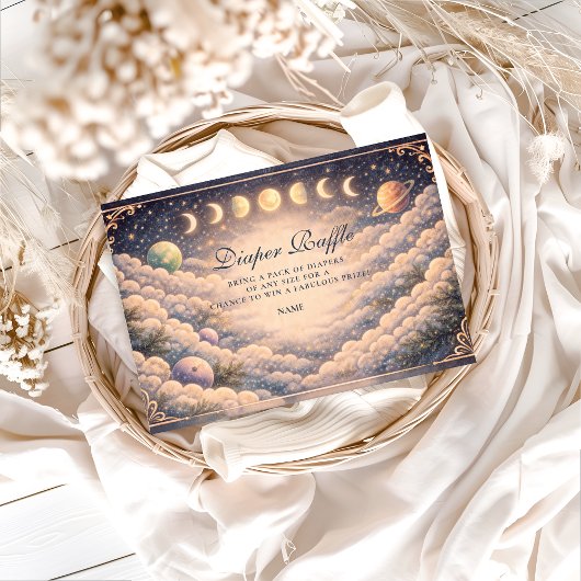 Carte D'accompagnement Moon Phases Space Diapper Raffle