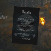 Carte D'accompagnement Moon Skull Bats Gothique Mariage noir Détails