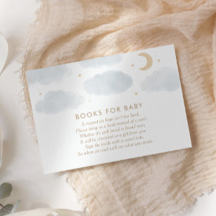 Carte D'accompagnement Moon Stars Baby shower Livres Pour Baby Request