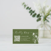 Carte D'accompagnement Moss Green Boho Typographie QR Code RSVP Mariage (Debout devant)
