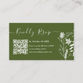 Carte D'accompagnement Moss Green Boho Typographie QR Code RSVP Mariage (Devant)