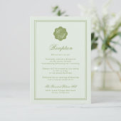 Carte D'accompagnement Moss Green Monogram Reception Card (Debout devant)