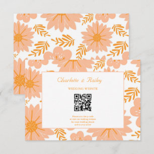 Carte D'accompagnement Motif à fleurs orange Fuzz Vintage rétro