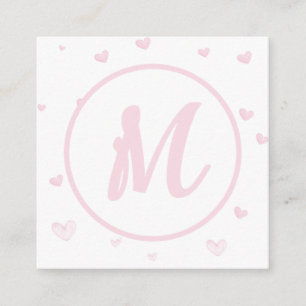 Carte D'accompagnement Motif Coeur rose Fille Romantique Monogramme