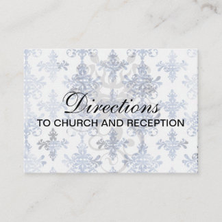 Carte D'accompagnement motif damassé blanc et bleu royal