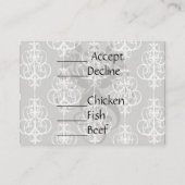 Carte D'accompagnement motif damassé blanc et gris (Dos)