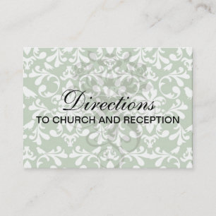 Carte D'accompagnement motif damassé des oiseaux verts et blancs