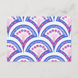 Carte D'accompagnement motif damassé floral bleu