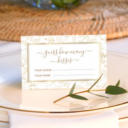 Carte D'accompagnement Motif de feuilles dorées jeu devine combien de bai