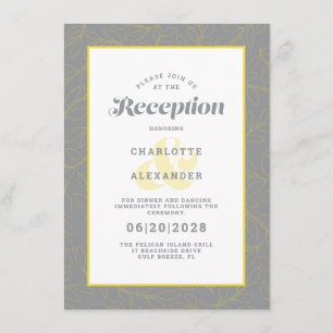 Carte D'accompagnement Motif de réception moderne gris et jaune de mariag