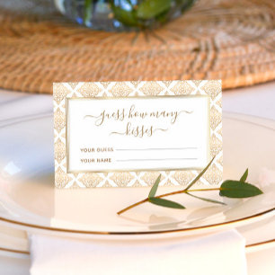 Carte D'accompagnement Motif d'or Devine combien de baisers jeu nuptiale