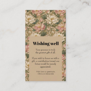 Carte D'accompagnement Motif floral botanique de lotus d'eau vintage