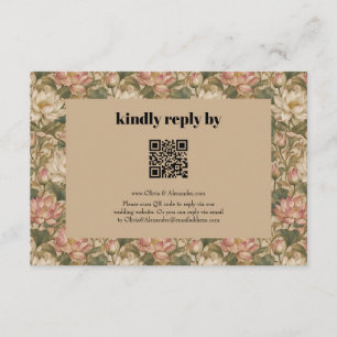 Carte D'accompagnement Motif floral botanique de lotus d'eau vintage