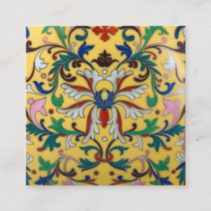 Carte D'accompagnement Motif floral rétro vintage jaune Carreau Minton Bo