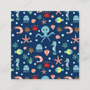 Carte D'accompagnement Motif mignon de vie marine de l'océan