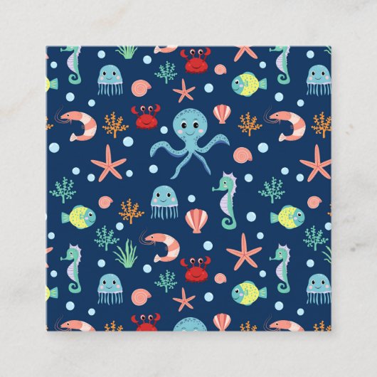 Carte D'accompagnement Motif mignon de vie marine de l'océan (Devant)