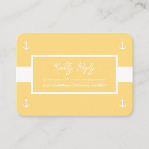 Carte D'accompagnement Motif Nautique Blanc Jaune Site Web Mariage RSVP