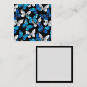 Carte D'accompagnement Motif sans couleur foncée avec papillons bleus Mor (Devant / Derrière)