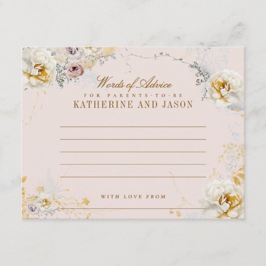 Carte D'accompagnement mots botaniques fantaisiques du baby shower de con (Devant)