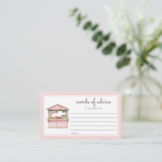 Carte D'accompagnement Mots de conseil Farmers Marché Baby Girl Douche (Debout devant)