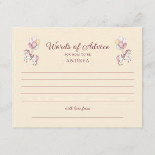 Carte D'accompagnement Mots de conseils pour Baby Shower pour une fille m