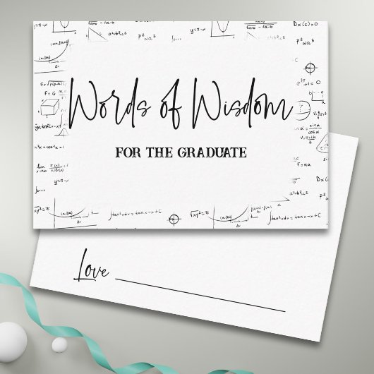 Carte D'accompagnement Mots Élégants de la sagesse Math Graduation Consei