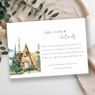 Carte D'accompagnement Mountain Pine Forest Wood Cabine Détail du Mariage