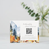 Carte D'accompagnement Mountain River Fall Landcape Mariage QR Code RSVP (Debout devant)
