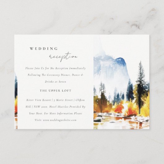 Carte D'accompagnement Mountain River Fall Paysage Réception de mariage (Devant)